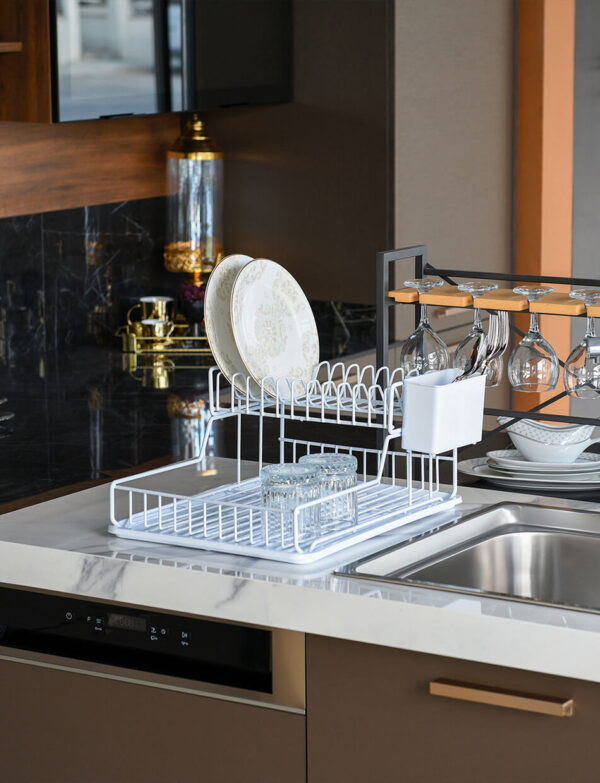 Scolapiatti modulare a due strati con rivestimento in PE bianco