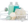 Single Bath Corner Shelf Square White PE Plated - Image 2