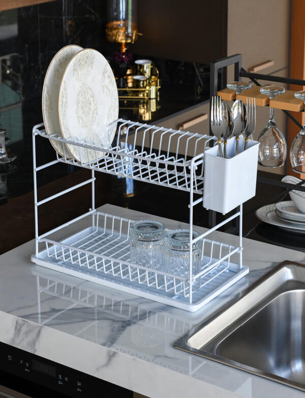 ESCURRIDOR DE PLATOS PORTÁTIL DE DOS NIVELES (50 cm)