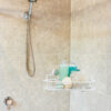 Single Bath Corner Shelf Square White PE Plated