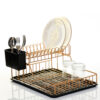 Two Tier Portable Dish Drying Rack Gold PE Plated - Image 4