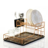 Two Tier Portable Dish Drying Rack Gold PE Plated - Image 5