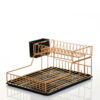 Two Tier Portable Dish Drying Rack Gold PE Plated - Image 6