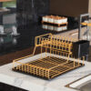 Two Tier Portable Dish Drying Rack Gold PE Plated - Image 2