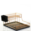 Two Tier Portable Dish Drying Rack Gold PE Plated - Image 3