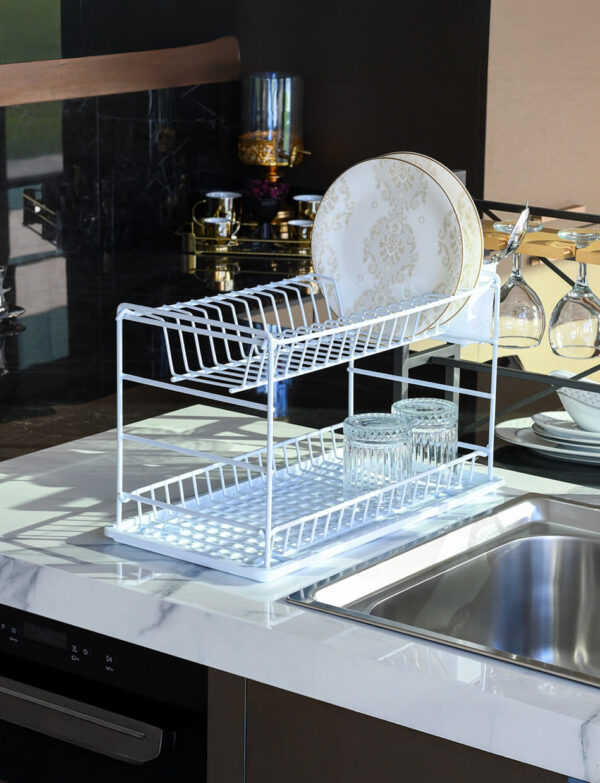 Estante modular de dos pisos con revestimiento de PE blanco (60 cm)