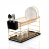 Two Tier Portable Dish Drying Rack Gold PE Plated (50cm) - Image 3
