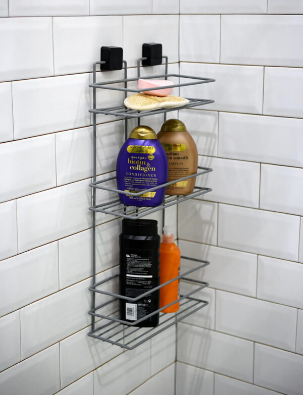 Three Tier Bath Shelf Rectangle Anthracite PE Plated