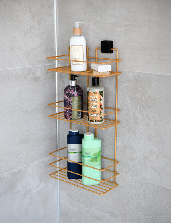 Three Tier Bath Shelf Rectangle Gold PE Plated