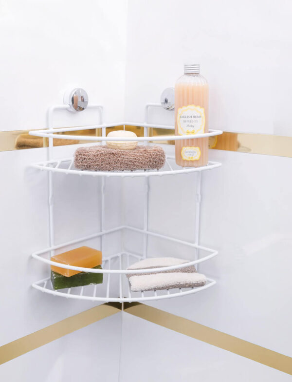 İki Katlı Banyo Rafı Oval Beyaz PE Kaplama