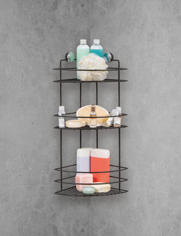 Three Tier Bath Shelf Oval Black PE Plated