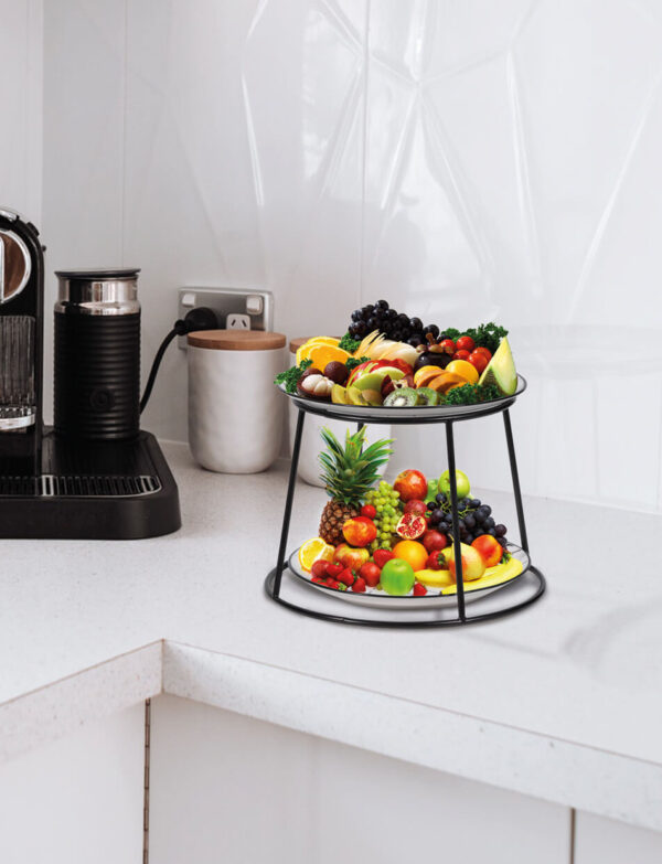 İki Katlı Metal Stand Siyah PE Kaplama